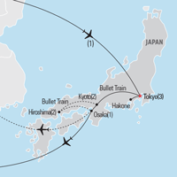 Map of Tokyo, Kyoto, & Osaka Educational Tour