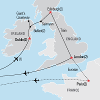 Map of the Dublin & the United Kingdom tour