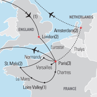 Map of London & France Educational Tour