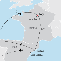 Map of Paris & Barcelona Educational Tour 