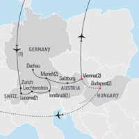 Map of Switzerland, Bavaria & Austria (2012) Educational Student Tour and Trip | Explorica