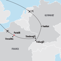 Map of the Math & Science: Germany & France tour