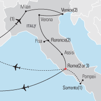 Map of Italian Highlights Educational Tour 