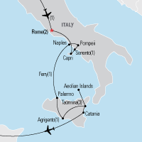 Map of Rome & Sicily Educational Tour 