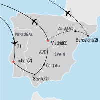 Map of Lisbon & Spain Educational Tour