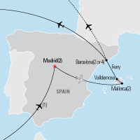 Map of Madrid, Mallorca & Barcelona Educational Tour