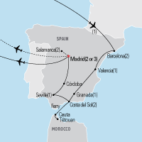 Map of the Spanish Highlights Tour