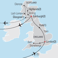 Map of London, York & Edinburgh Educational Tour