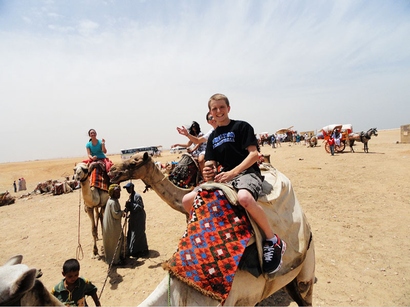 Riding a camel in Egypt