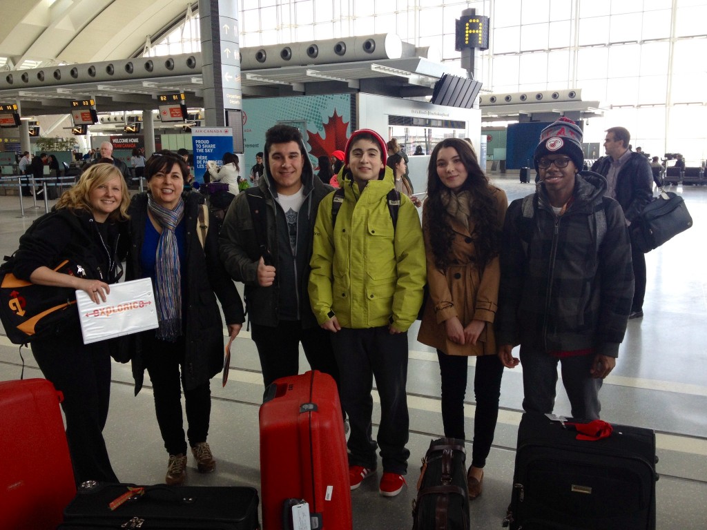 Laurie with a Group Leader and students from Toronto, travelling to Spain and France.