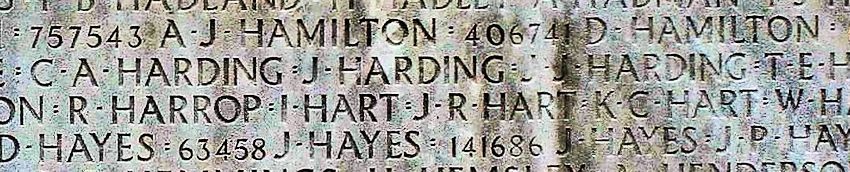 Inscription – His name as it is inscribed on the Vimy Memorial. Over 11,000 fallen Canadians having no known place of burial in France, are honoured on this Memorial. May they never be forgotten. (J. Stephens) 